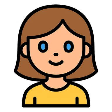 color outline icon of a girl with brown hair and blue eyes sticker