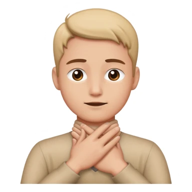 person with hands crossing their chest by their neck  sticker