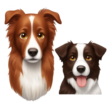 Redhair girl and darkbrown border collie sticker