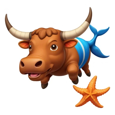 A bull jumping from a starfish sticker