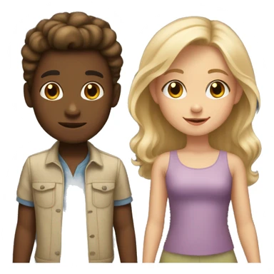  blonde boy and girl with brown hair and a brown skin kid sticker