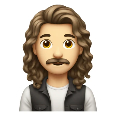 teenage boy with moustache and long hair sticker