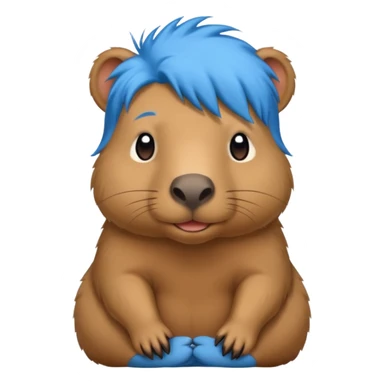 Capybara with blue hair sticker