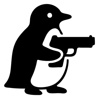 penguin holding a gun sticker