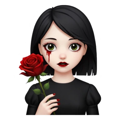 Bloody black rose emo girl sticker