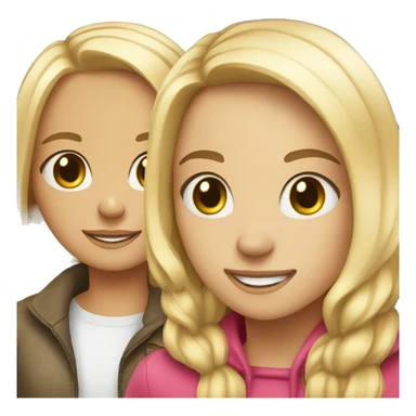 blonde girl and brunette girl smiling together  sticker