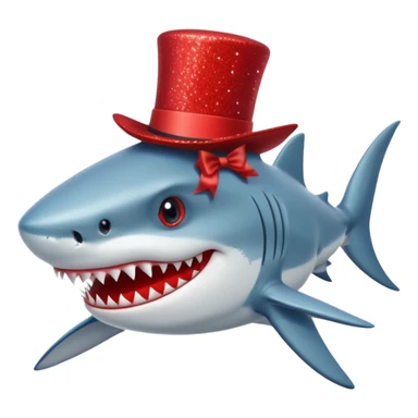 red glitter top hat shark sticker