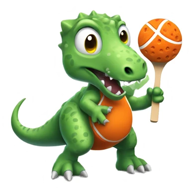 Dinosaur playing pickleball sticker