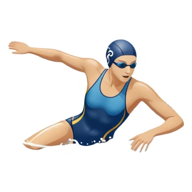 An icon featuring a swimmer in mid-stroke, cutting through the water with a strong, fluid motion. The design includes ripples around the swimmer’s body and a pool lane line in the background, symbolizing speed and technique in swimming. Transparent background highlights the grace sticker