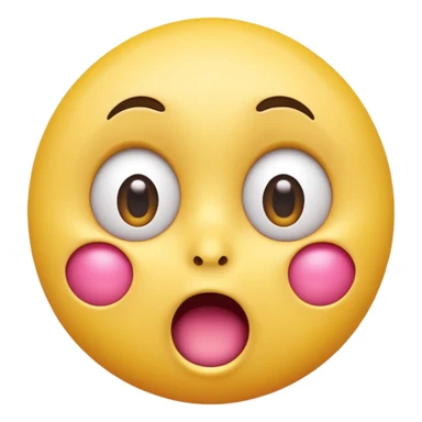 A 3D glossy yellow emoji face with a horrified expression, only large wide-open eyes, wide-open mouth, raised eyebrows, no nose, no ears, hands against its pink cheeks, vector style, black background, high quality, soft studio lighting sticker