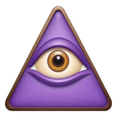 A triangle with a mix of colors as a border and a purple inside with an eye in the middle sticker