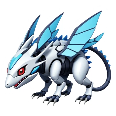  exotic futuristic modern cyber-Fakémon-Digimon-Trico-Vernid-creature sticker