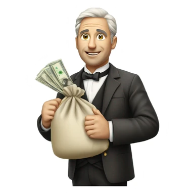 photorealistic aristocrat with money bag in his hands sticker