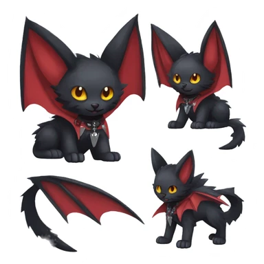 cool edgy black punk red nargacuga-bat-cat-animal hybrid Fakemon collar full body sticker