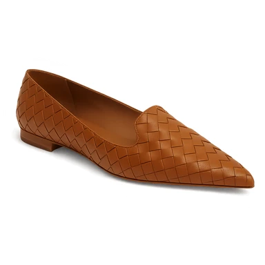 Bottega Veneta flat shoe, elegant, woven leather, understated luxury, fashion-forward design sticker