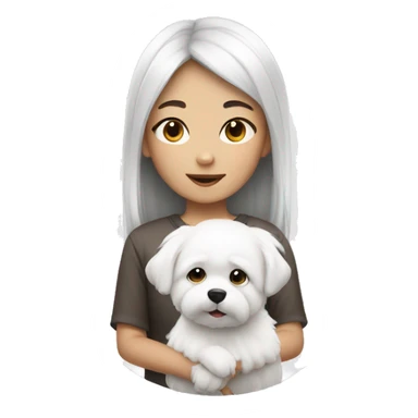 Asian girl with small white fluffy dog sticker