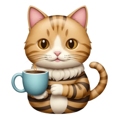 Cat with cup of coffee sticker