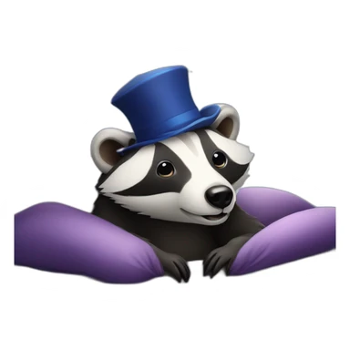 Badger with a nightcap on in a bed with sky full of stars sticker