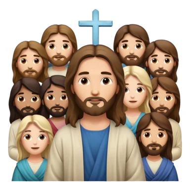 Jesus in the center with a group of followers sticker
