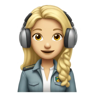 Blonde Pilot girl with headset and long hair  sticker