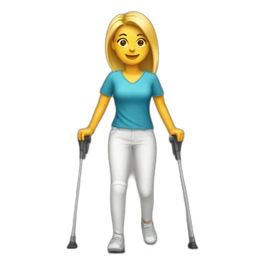 Woman with leg cast on crutches sticker