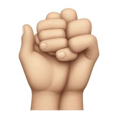 clasped hands with thumbs touching (as if scheming sticker