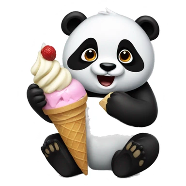 Panda eating ice cream sticker