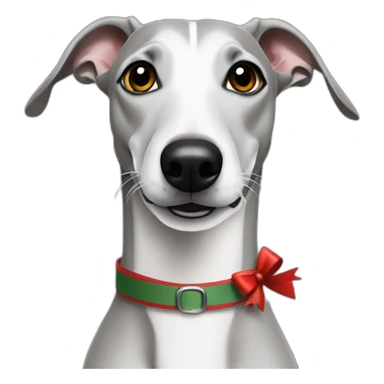 Grey Whippet celebrate santa sticker