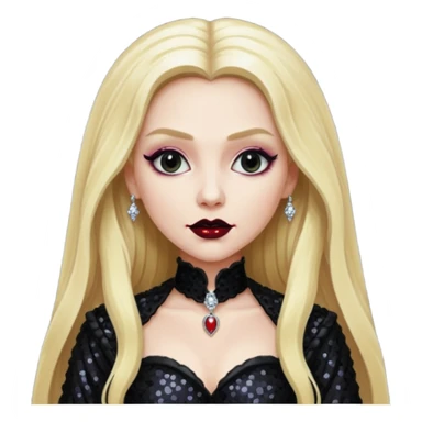 Bride of Dracula with long blonde hair, black sequin outfit sticker