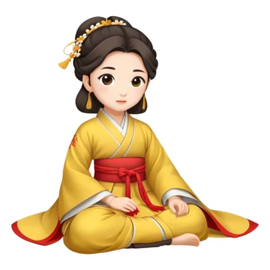 Beautiful girl in Hanfu sitting on the ground sticker