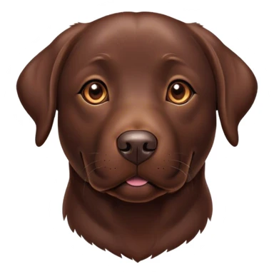 Cinematic Noble Chocolate Labrador Portrait Emoji, Poised and regal, with a robust, muscular build and a rich, glossy chocolate Fur, deep-set soulful brown eyes, Simplified yet sharp and sophisticated features, highly detailed, glowing with a soft, dignified glow, high shine, intelligent and gentle, stylized with an air of confidence, focused and attentive, soft glowing outline, capturing the essence of a watchful and loving companion, so majestic it feels as though it could bound out of the screen with effortless authority! sticker