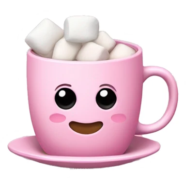 Pink mug of hot coco with marshmallows  sticker