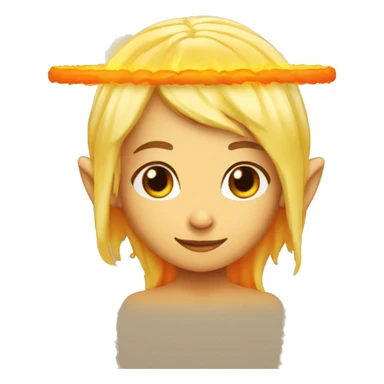 Yellow hair elf with orange angel halo made of fire sticker