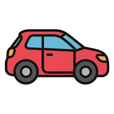 car, compact and modern, color icon style sticker