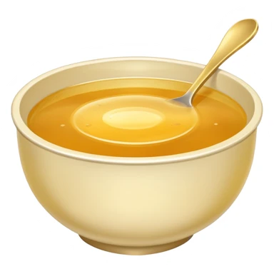 a bowl of golden broth, minimal, smooth, no spoon, simple, clear sticker