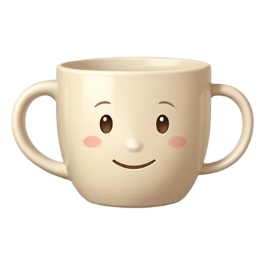 Pale beige wide mug with the inscription good morning sticker