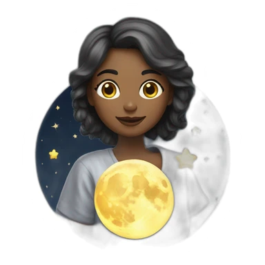 Fille sur lune sticker