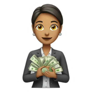 Woman teacher with money sticker