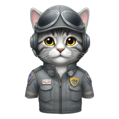 grey fluffy tabby dressed as pilot sticker