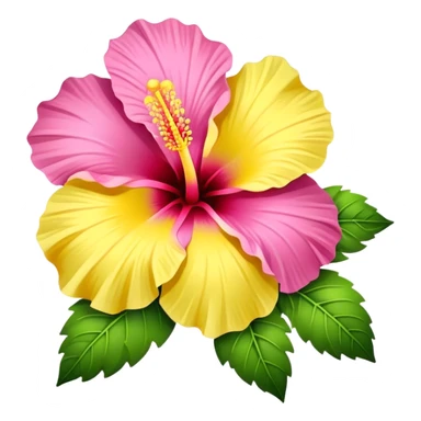 yellow and pink hibiscus flower sticker