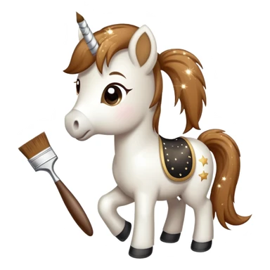 happy pony with a brush and sparkles sticker