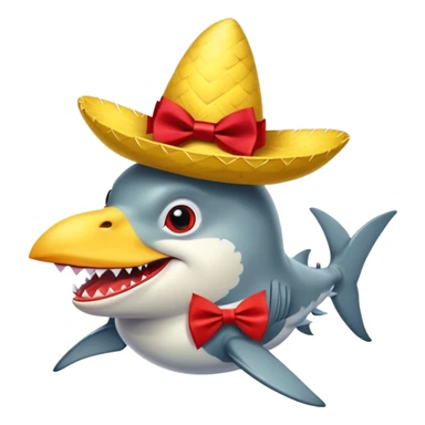 Chicken wearing a sombrero and bow tie riding a shark sticker