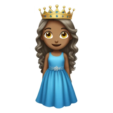 Girl in blue dress long hair and crown sticker