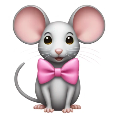 Mouse with a pink bow and yellow heart sticker