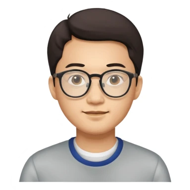 Asian man with glasses, friendly look, plain background sticker