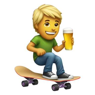 Man on skateboard holding beer sticker
