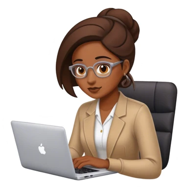 a woman working with laptop sticker