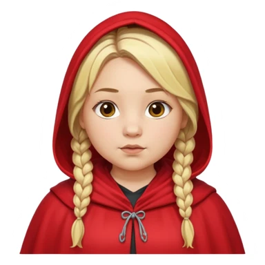 blonde braids hair kid girl, white skin, fat, wear red cloak sticker