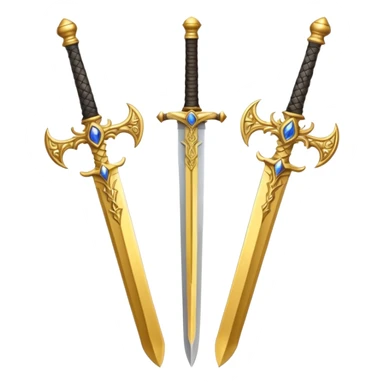 Two Golden royal swords with gold blades and gold handel sticker
