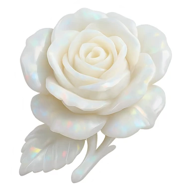 white Opal crystal rose flower, remove background sticker